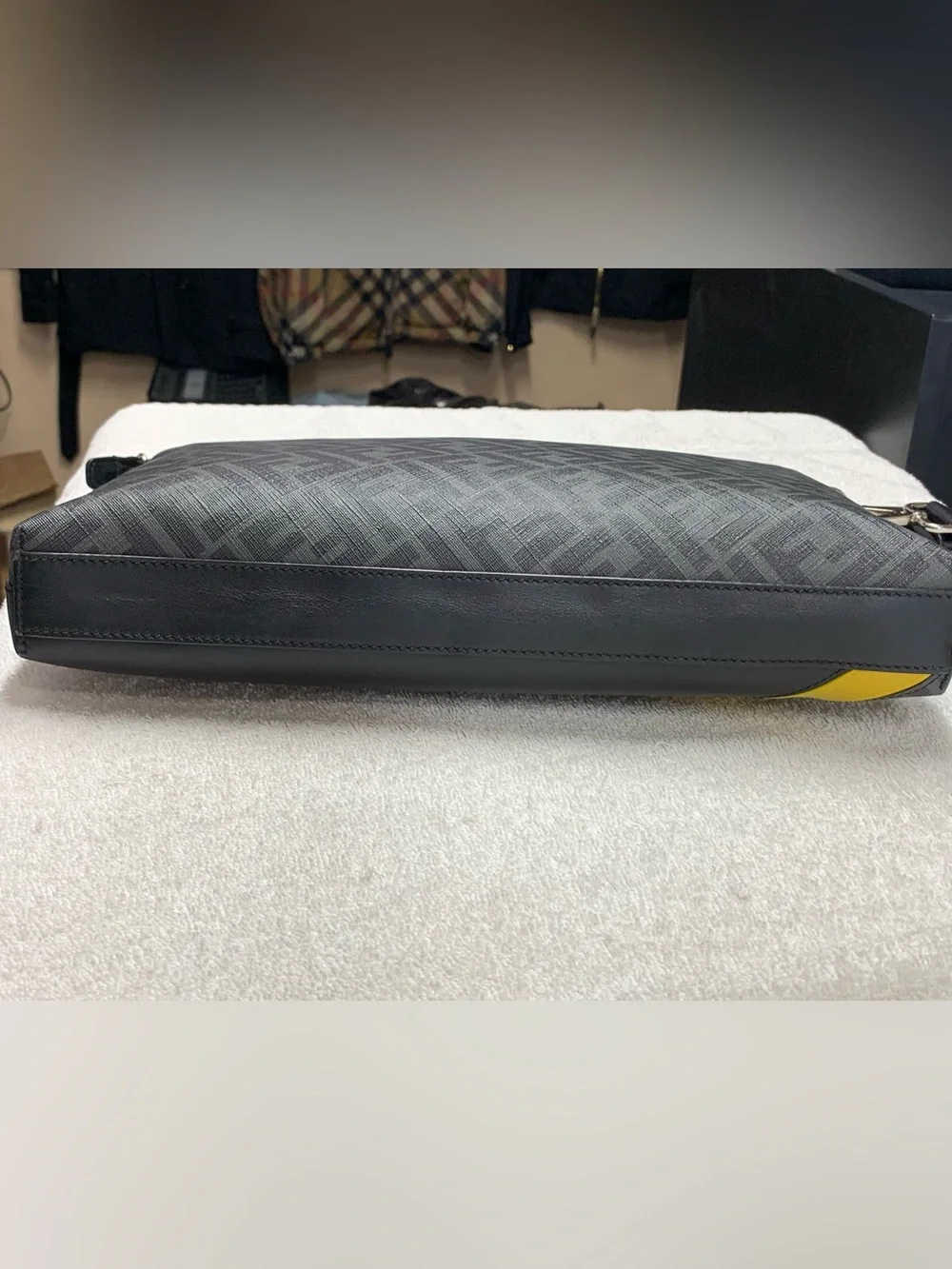 Fendi Diagonal FF Zucca Logo Black Messenger Bag
